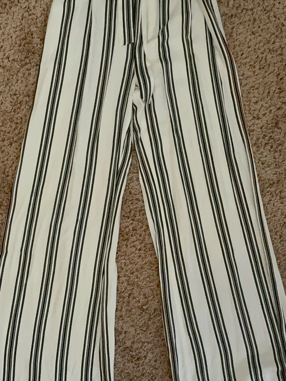 Forever 21 Black and White Vertical-Stripe Wide-Leg Pants
